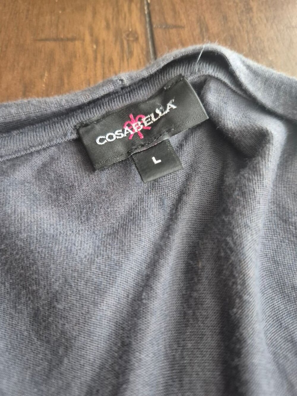 Cosabella Gray Robe With Tie Waist & White Trim Size Large - Picture 5 of 7